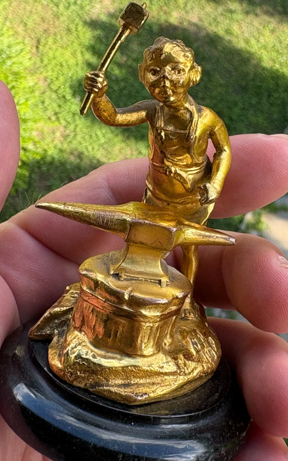 Antique Austrian Vienna Bronze Gilt Blacksmith Miniature Figure c1900