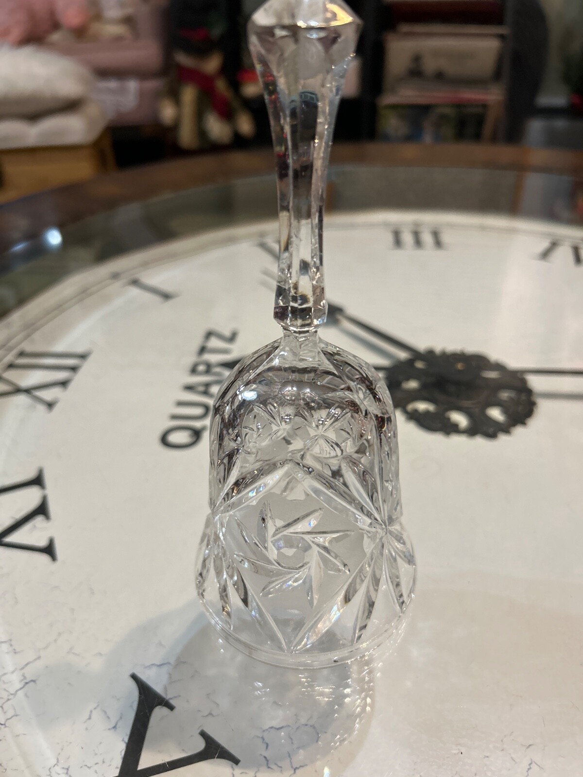 lead crystal bell, 7 1/2” tall, pinwheel pattern lead crystal bell, 7 1/2” tall, pinwheel pattern