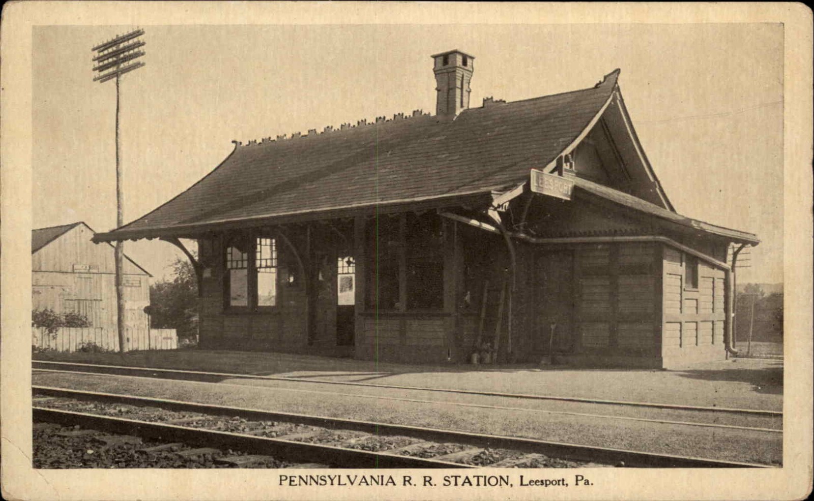 Leesport Pennsylvania PA RR Train Station Depot c1910 Vintage Postcard