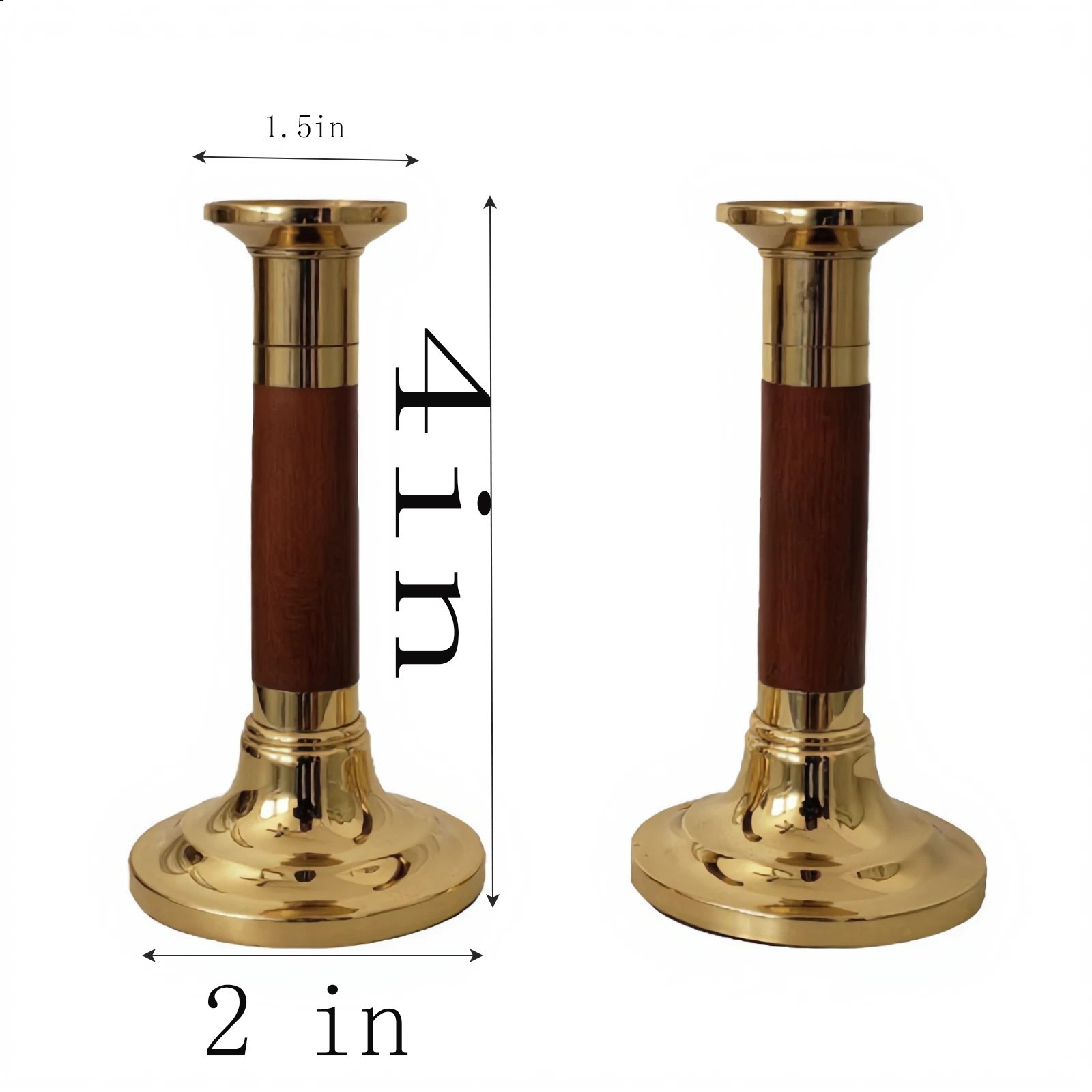Vintage Baldwin Brass Candlestick Holders Walnut Base Non Tarnish Vintage Baldwin Brass Candlestick Holders Walnut Base Non Tarnish