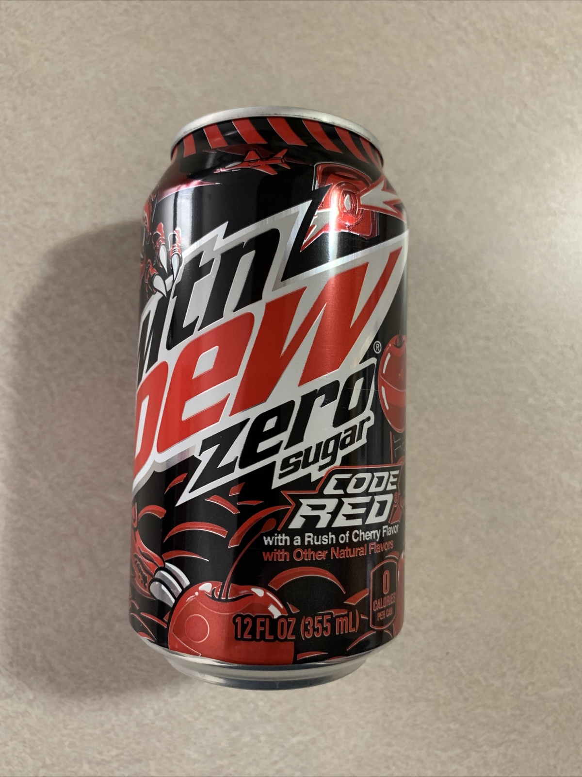 one 12oz Can Mountain Dew Code Red zero Sugar Edition (1 can of soda)