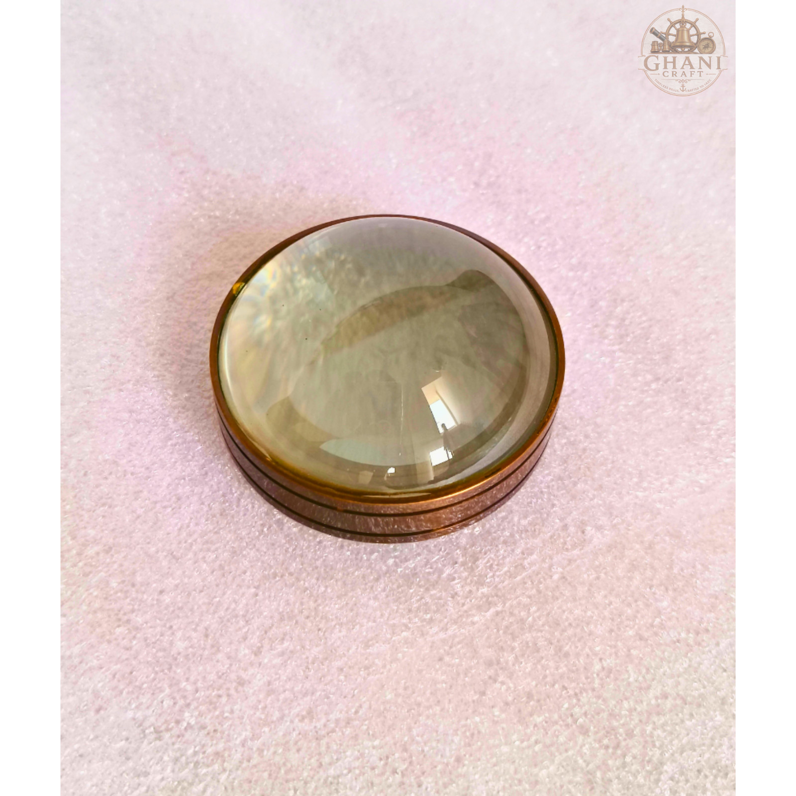 Brass Magnifying Glass Paperweight, Vintage Pocket Lens, Desk Accessory