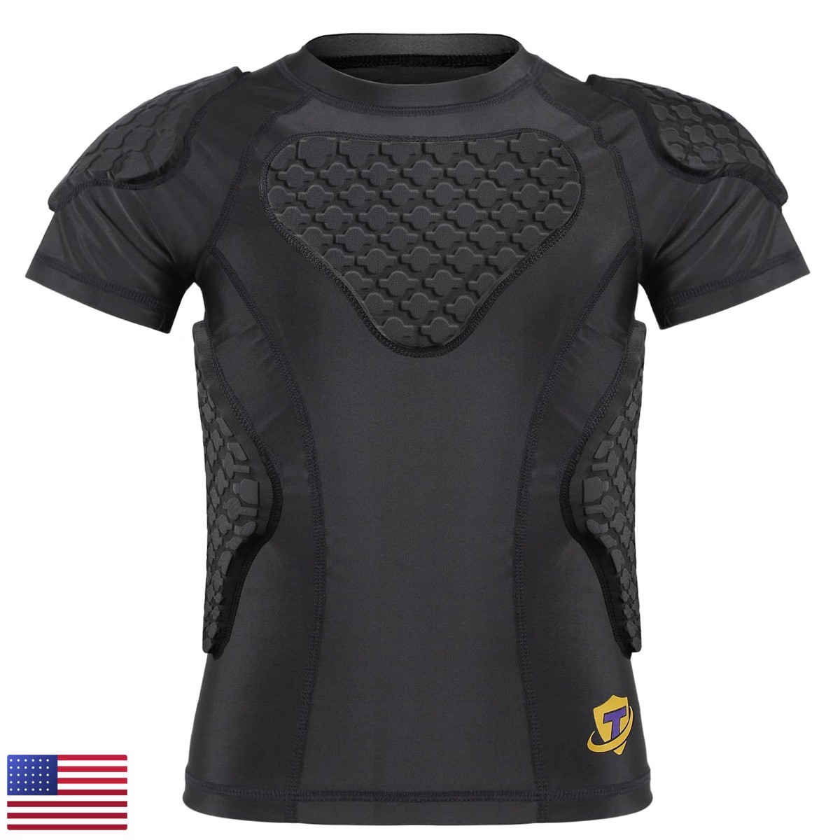 TUOY Youth Boys Football Padded Compression Shirt Rib Chest Protector