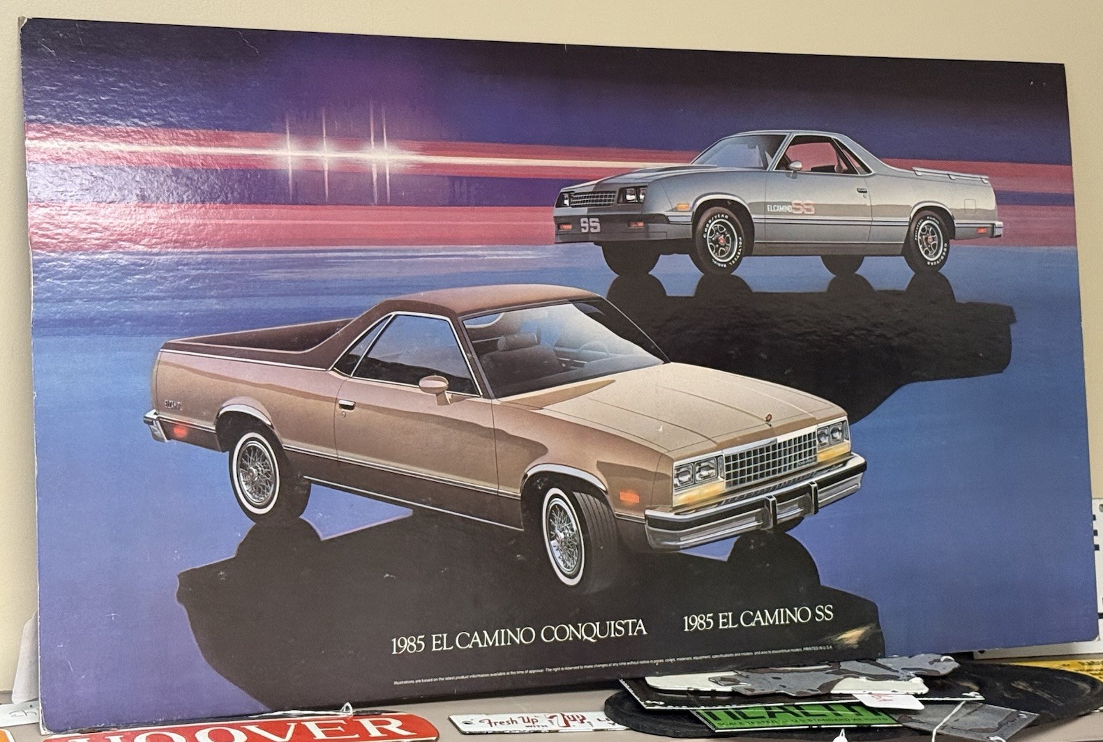 1985 Chevrolet El Camino SS Conquista 36x18 Dealer Showroom Display Board