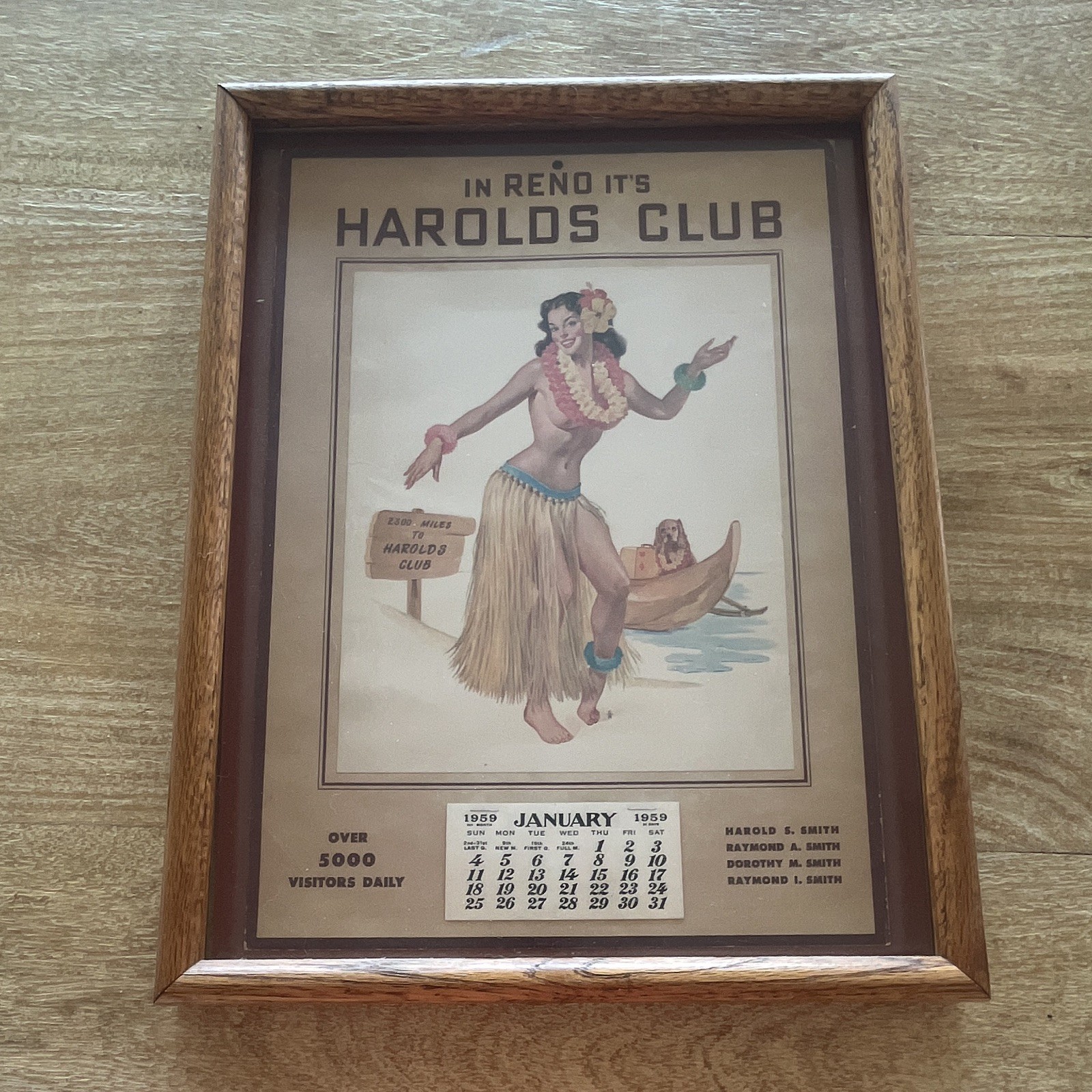 1959 Harold’s Club Calendar Pin Up Framed Art 1959 Harold’s Club Calendar Pin Up Framed Art