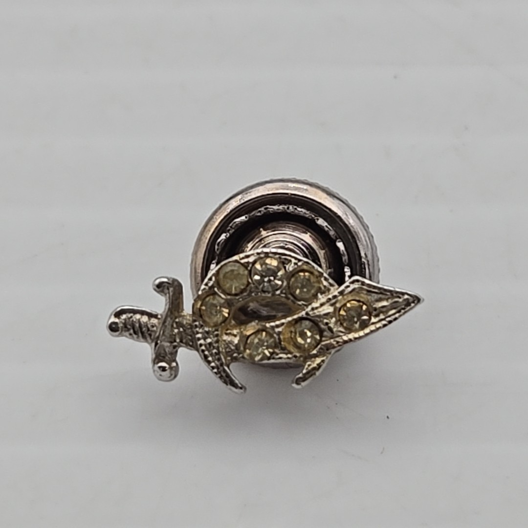 Vintage Rhinestone Mason Masonic Shriner Tac Hat Pin