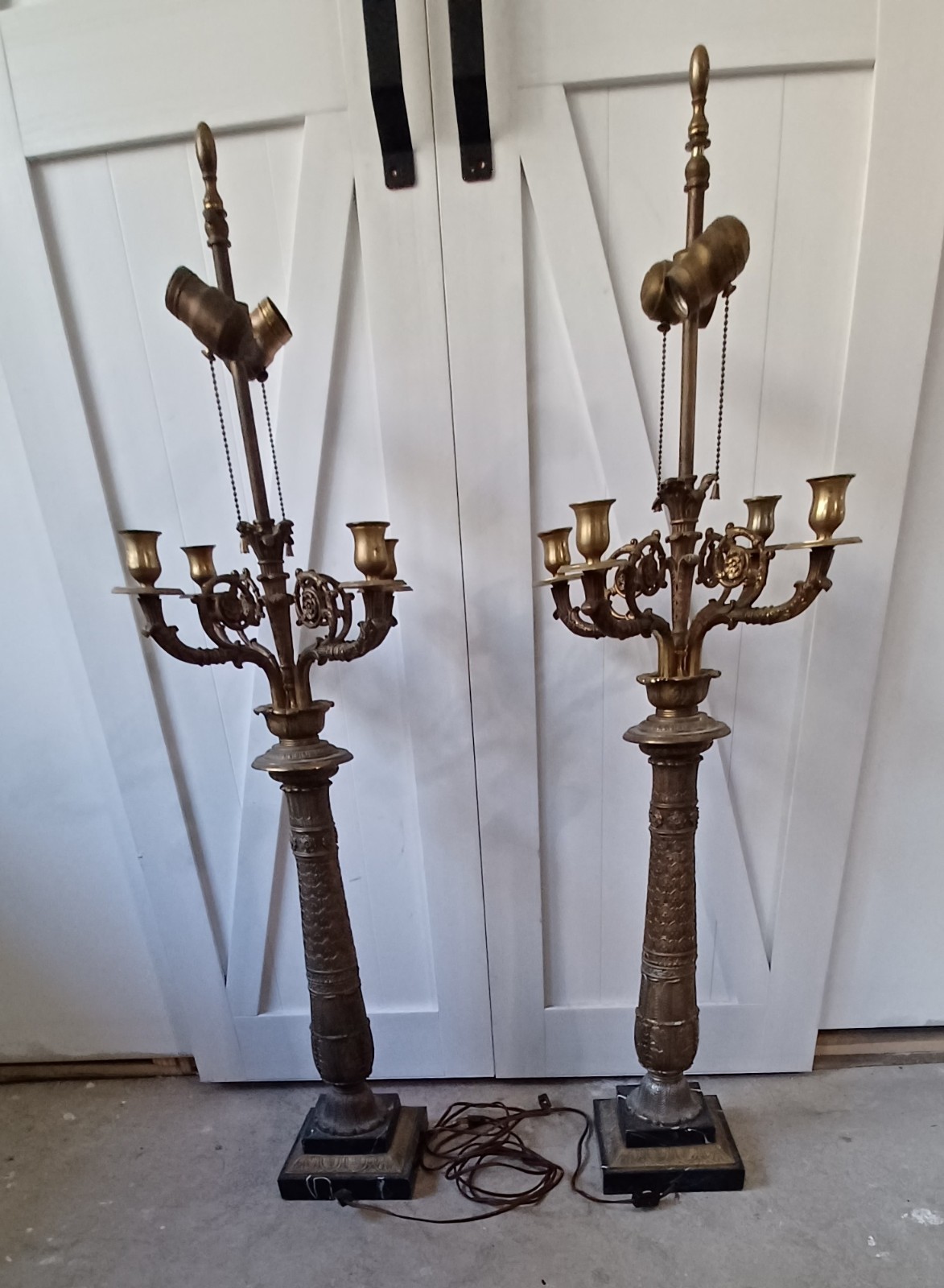 PAIR OF  TALL WARREN KESSLER Original 2 light 4 BRANCH CANDELABRA TABLE LAMPS