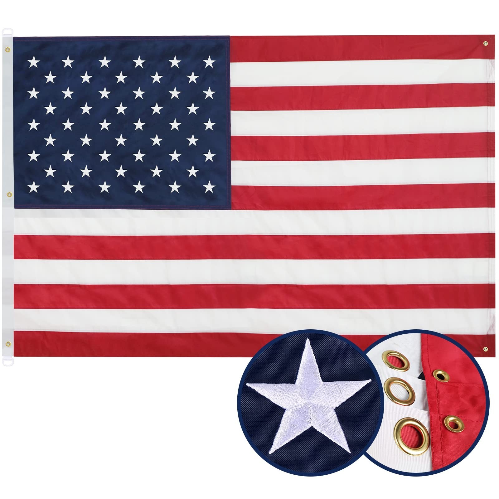 American Flag 5x8 Ft, 5 Brass Grommets Multipurpose Outdoor/Indoor USA Flag American Flag 5x8 Ft, 5 Brass Grommets Multipurpose Outdoor/Indoor USA Flag