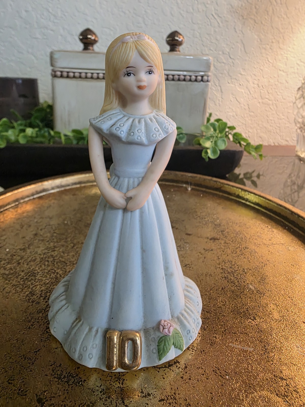 Vintage Enesco Growing Up Birthday Girls Age 10 Figurine Blue Dress 1981 Vintage Enesco Growing Up Birthday Girls Age 10 Figurine Blue Dress 1981