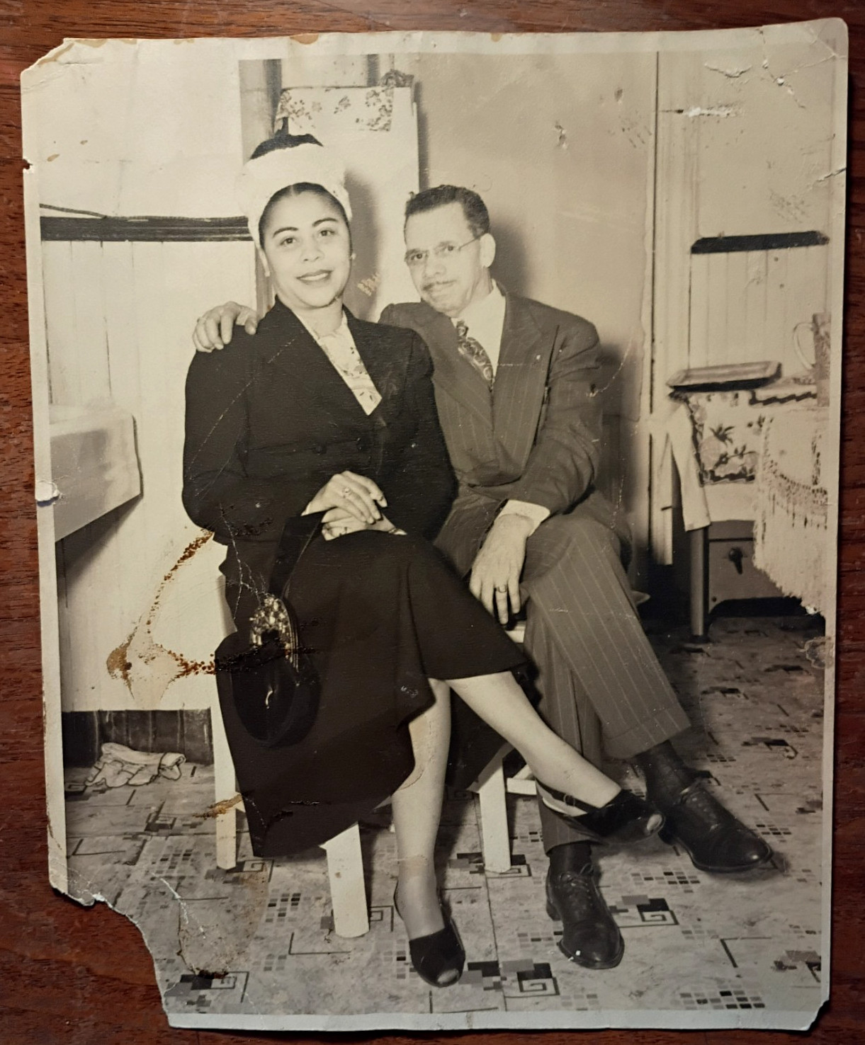 Original 1940s Self Portrait Photo of Harlem Photographer Austin Hansen w/Wife Original 1940s Self Portrait Photo of Harlem Photographer Austin Hansen w/Wife