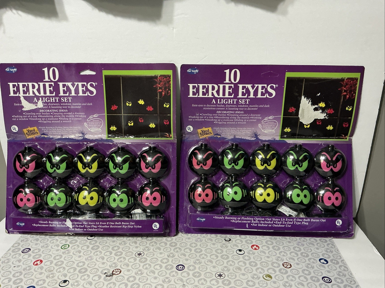 2x Vintage EERIE EYES (20) Blow Mold Halloween Light Set FUN WORLD String Lights 2x Vintage EERIE EYES (20) Blow Mold Halloween Light Set FUN WORLD String Lights
