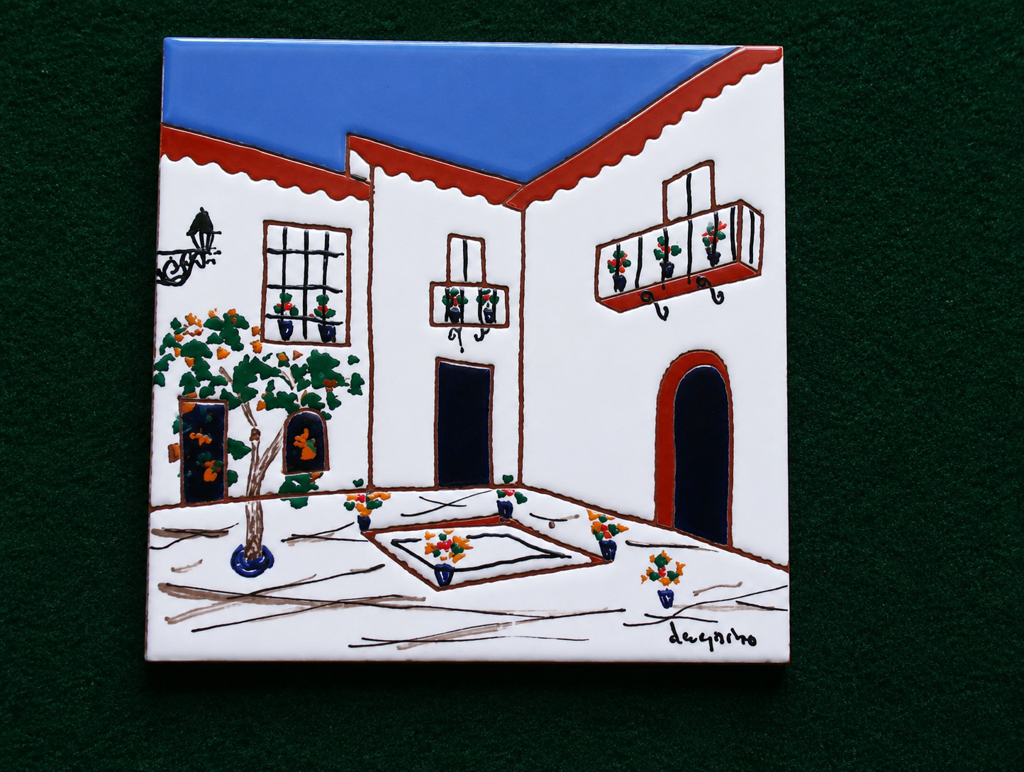 Vintage tile by Sicilian ceramic artist Giovanni De Simone