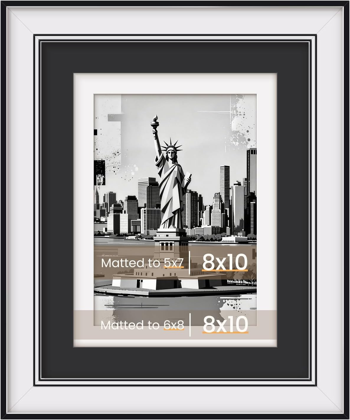 8x10 Picture Frame with Dual Mats, Black Photo Frames Matted for 8X10 8x10 Picture Frame with Dual Mats, Black Photo Frames Matted for 8X10