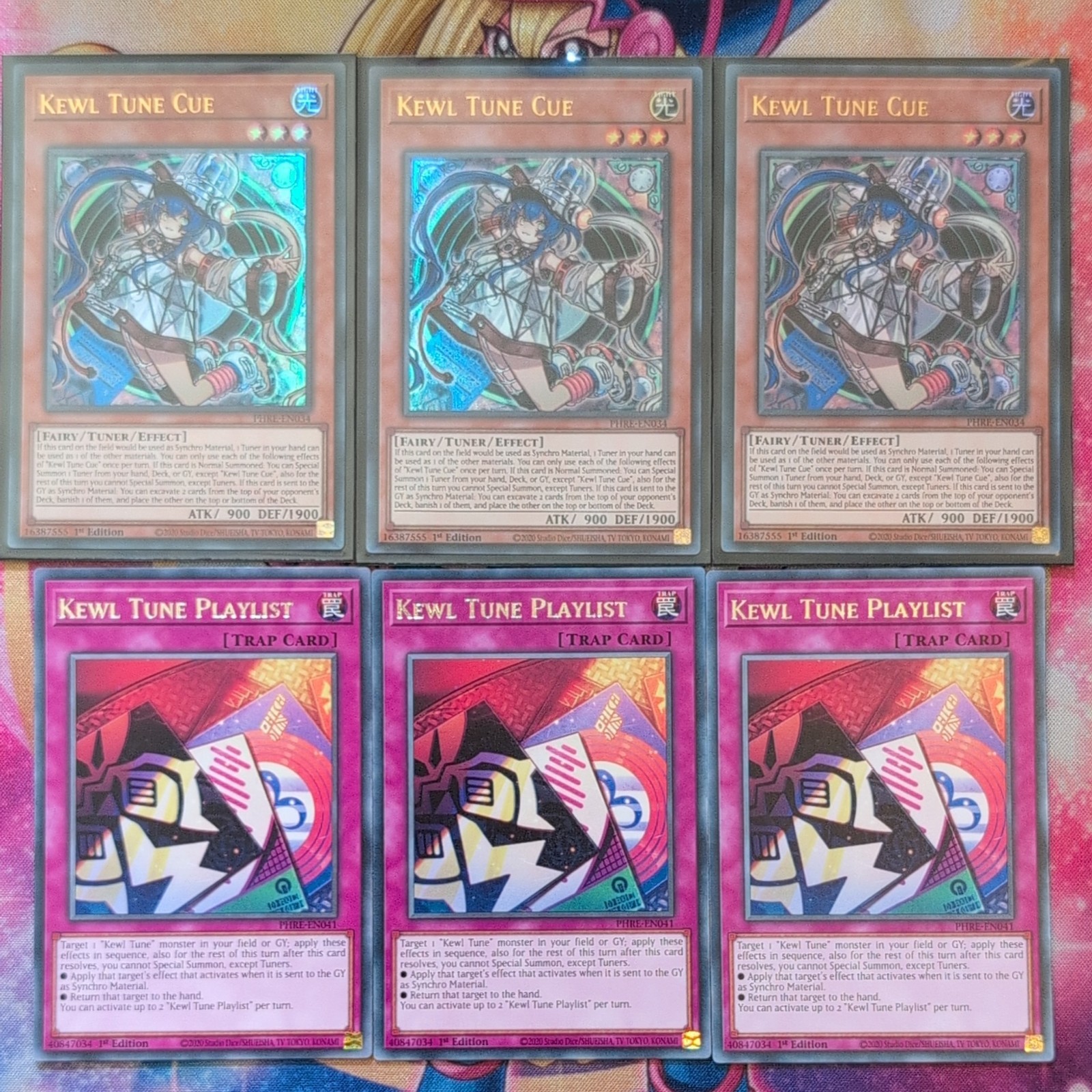3 x PHRE-EN034 Kewl Tune Cue Ultra & 3 x Playlist Playsets EN042 YuGiOh Mint 3 x PHRE-EN034 Kewl Tune Cue Ultra & 3 x Playlist Playsets EN042 YuGiOh Mint