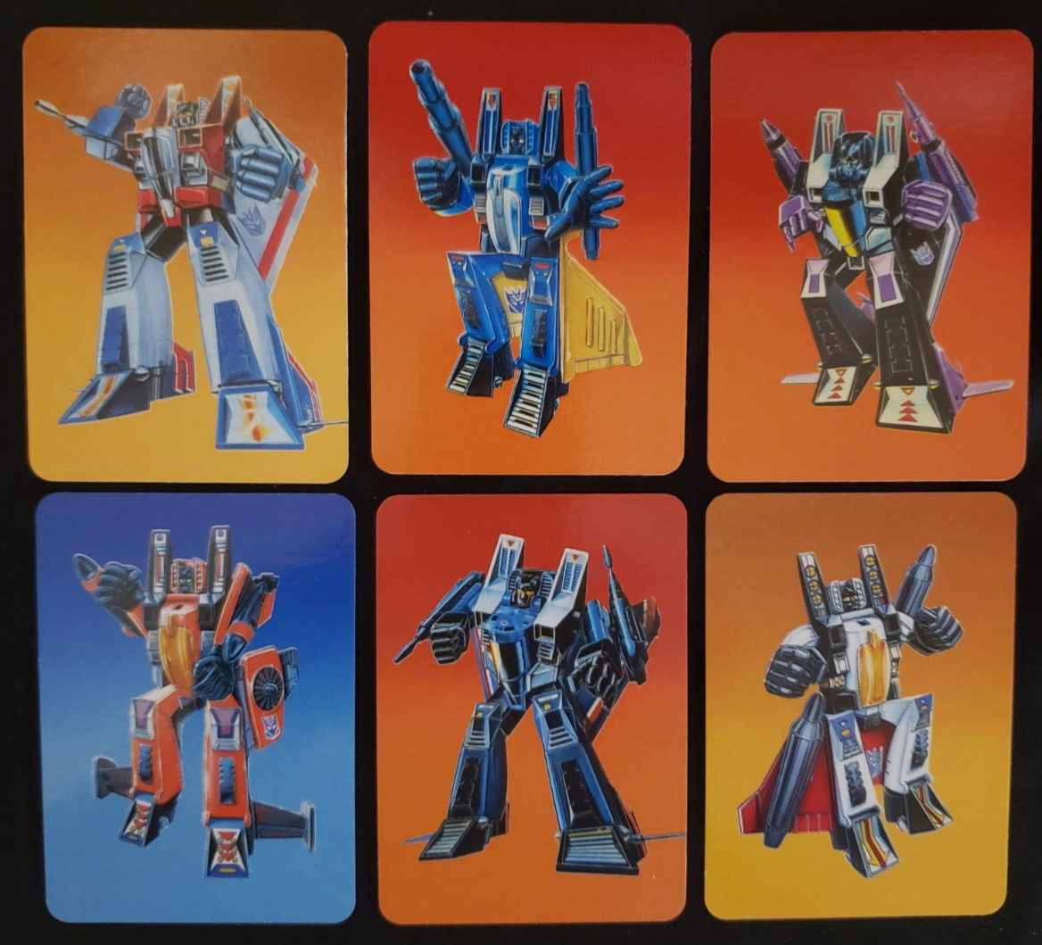Lot of 6 1985 Hasbro Transformers Cards Character Series 1 JETS ORANGE NM Lot of 6 1985 Hasbro Transformers Cards Character Series 1 JETS ORANGE NM