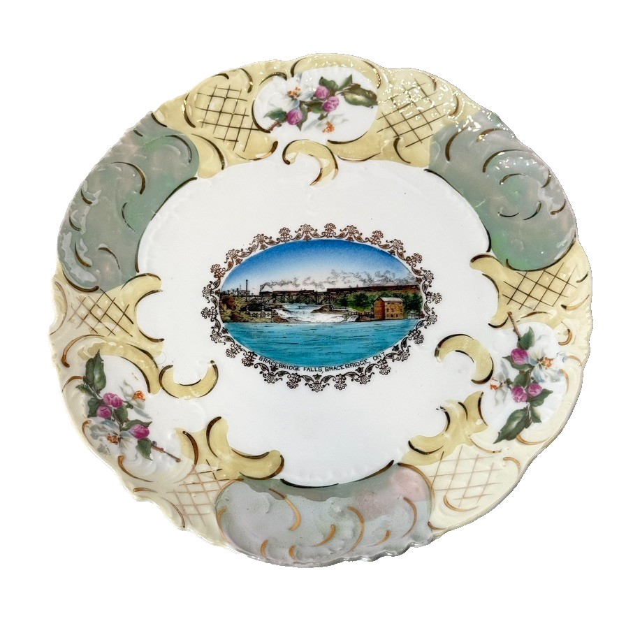 BRACEBRIDGE FALLS - ONTARIO CANADA WHEELOCK Souvenir China TRINKET DISH PLATE BRACEBRIDGE FALLS - ONTARIO CANADA WHEELOCK Souvenir China TRINKET DISH PLATE