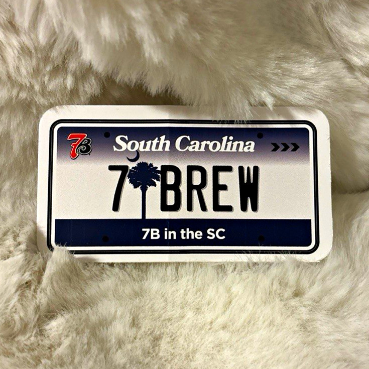 South Carolina Mini License Plate - Reads 7BREW / 7B in the SC - SC