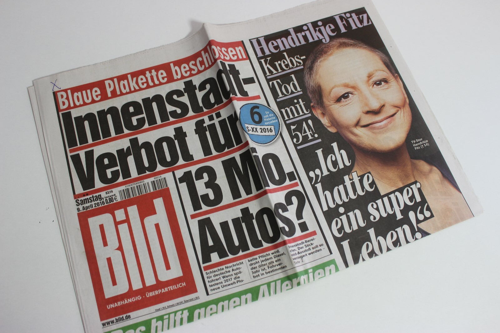 Bildzeitung 09/04/2016 April 9/4/2016 Special Occasion Gift