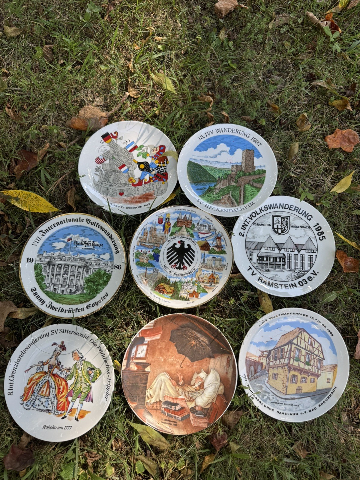 Vintage German Collector Plates Lot 8 Plates 7 1/2\ Vintage German Collector Plates Lot 8 Plates 7 1/2\