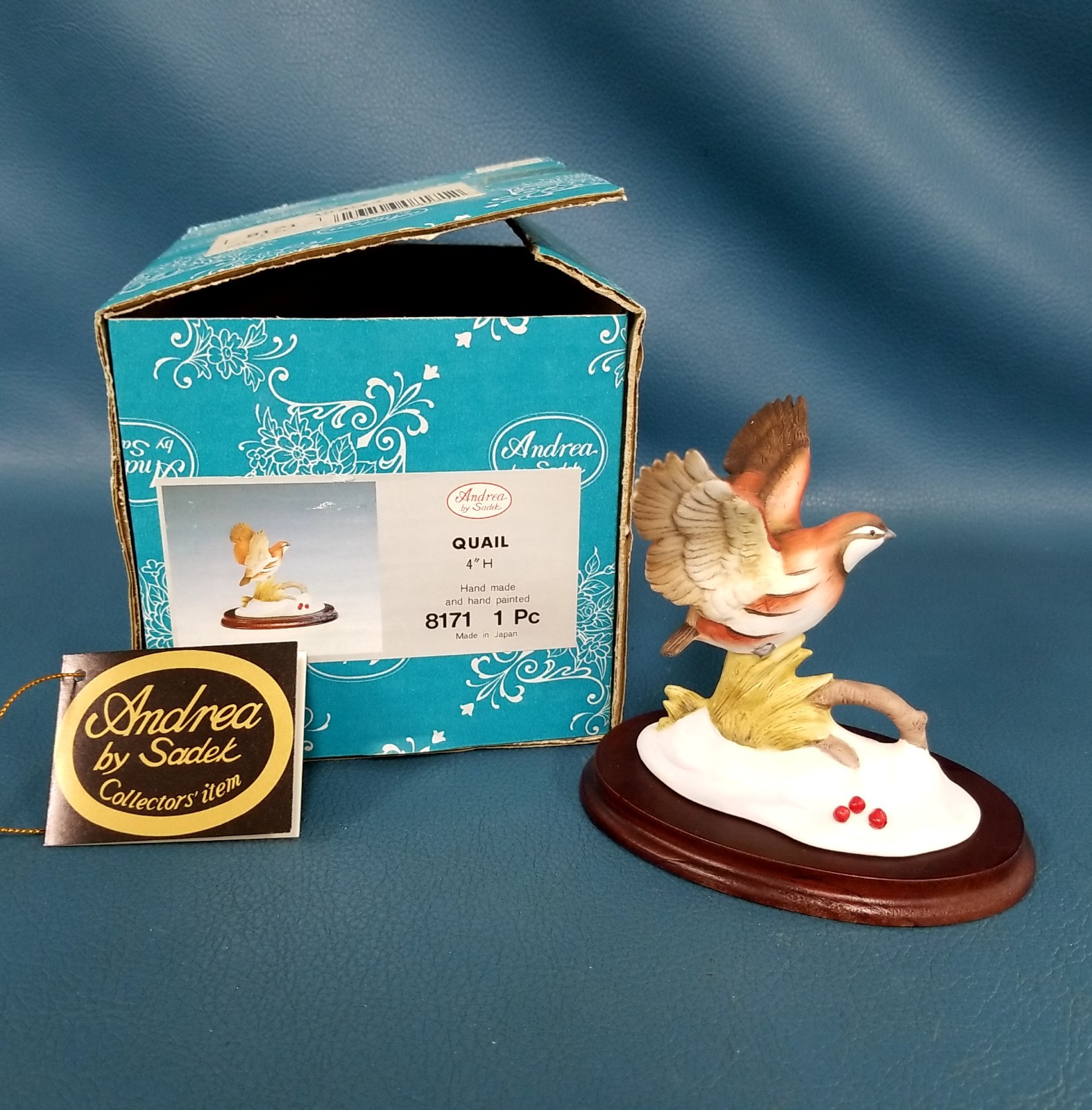Vintage Andrea By Sadek Porcelain Quail Figurine #8171 In Box