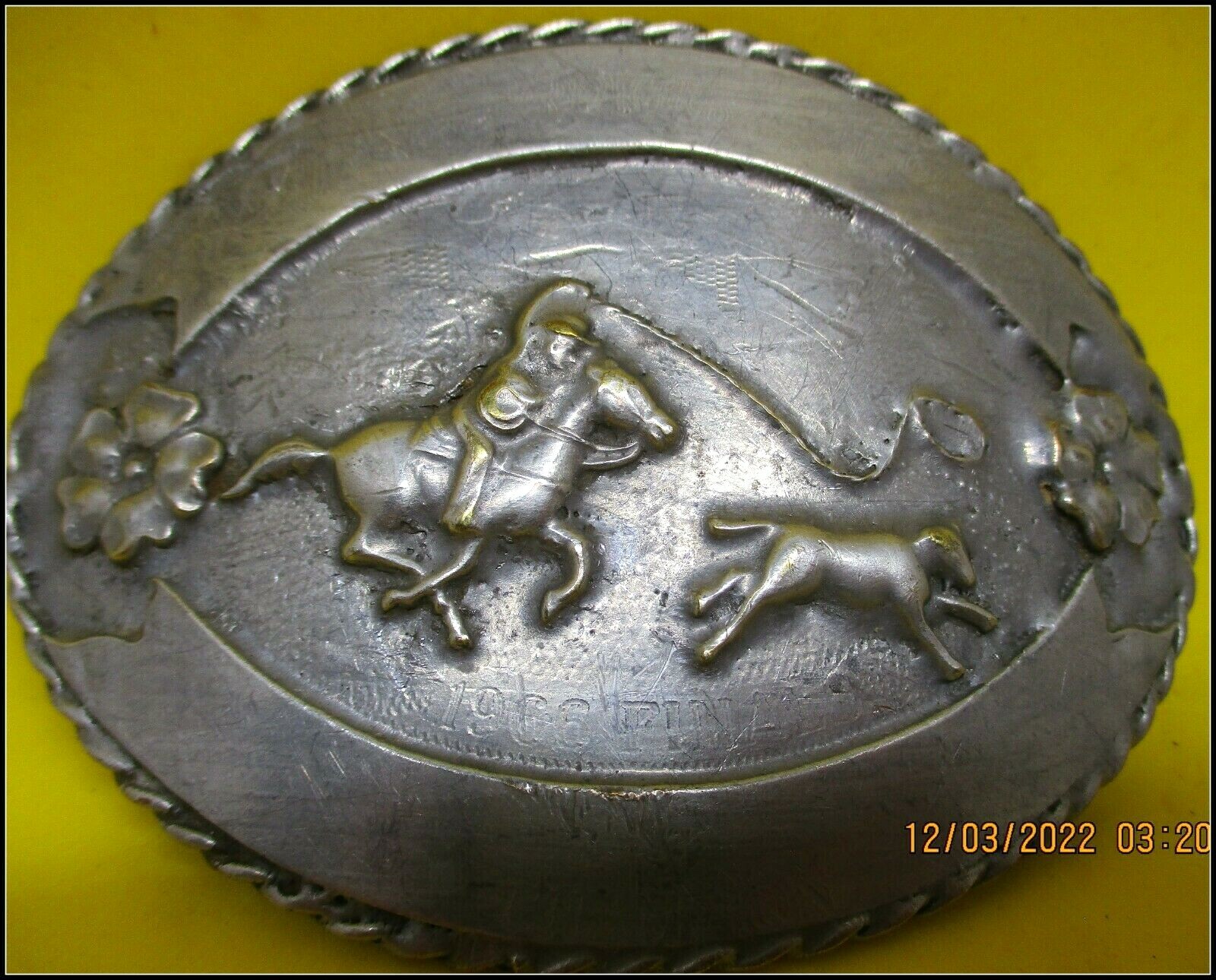LARGE 1960 FINALS CHAMPION SOLID STERLING SILVER Ricardo Denver Belt Buckle LARGE 1960 FINALS CHAMPION SOLID STERLING SILVER Ricardo Denver Belt Buckle