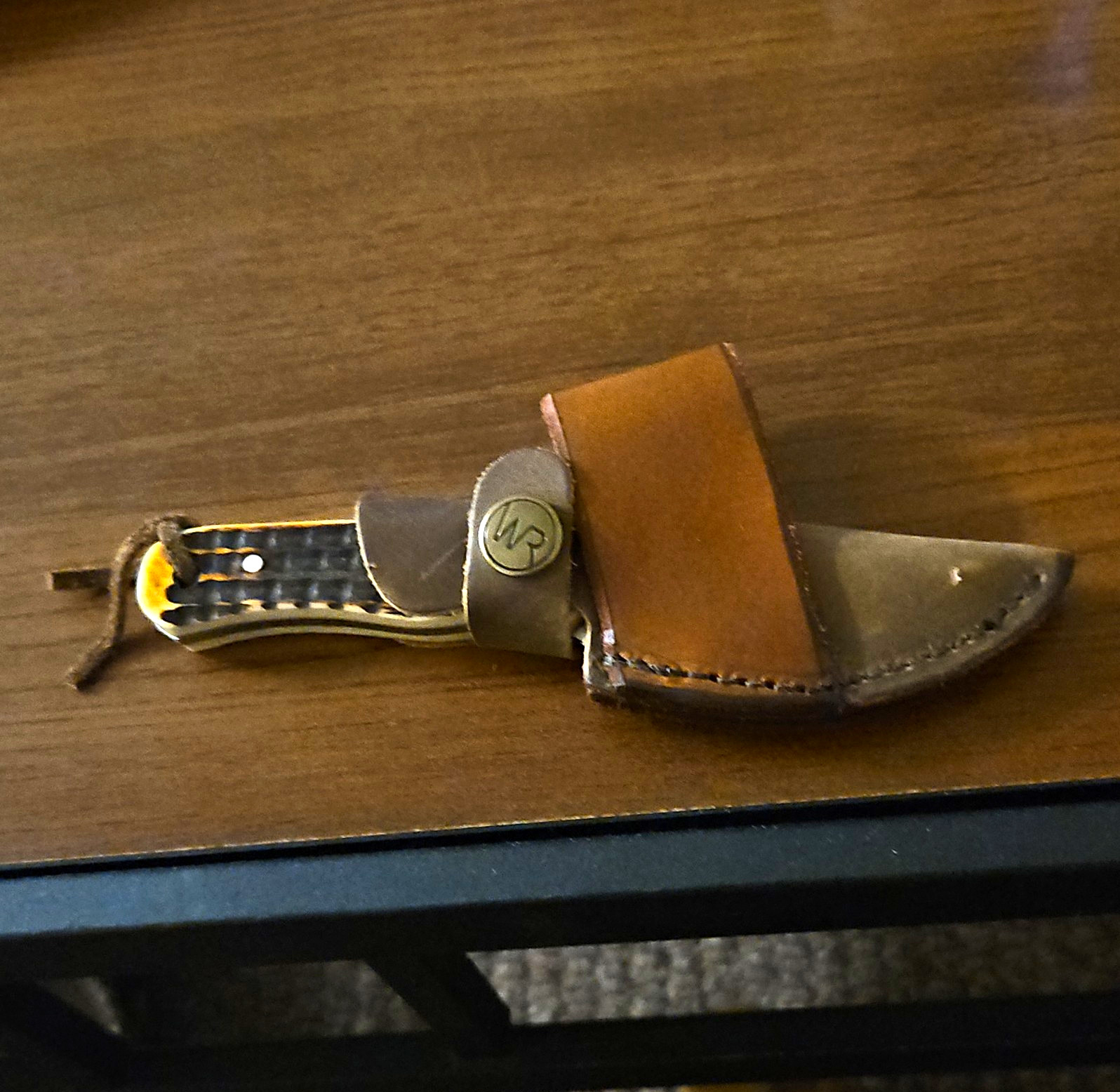 Whiskey Ranch Fixed Blade Hunting Knife Bone Handle with Sheath