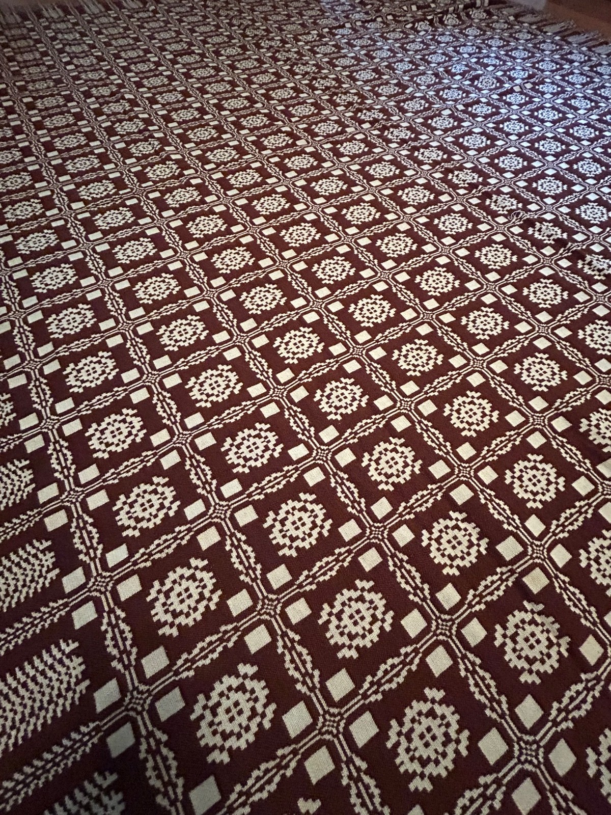Goodwin Guild Vintage Wool/Coverlet Reversible Spread 100\ Goodwin Guild Vintage Wool/Coverlet Reversible Spread 100\
