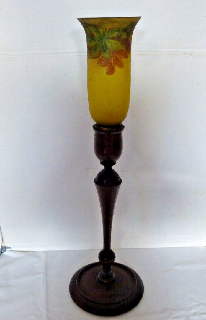 Antique Pairpoint Ambero Glass Candle Holder, All Original