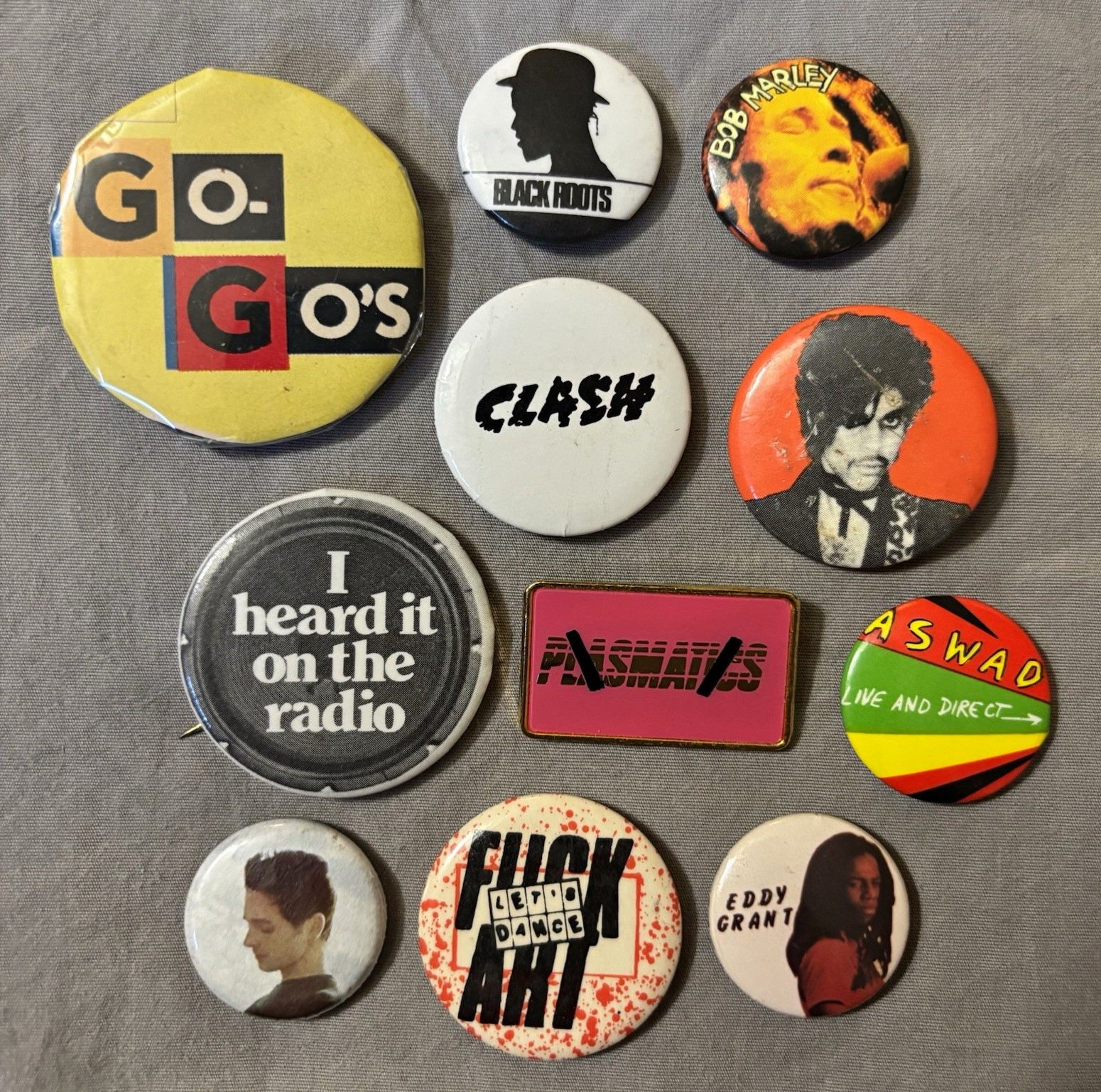 Vintage Punk New Wave Reggae Button Pin Badge Lot, Plasmatics Bob Marley Prince