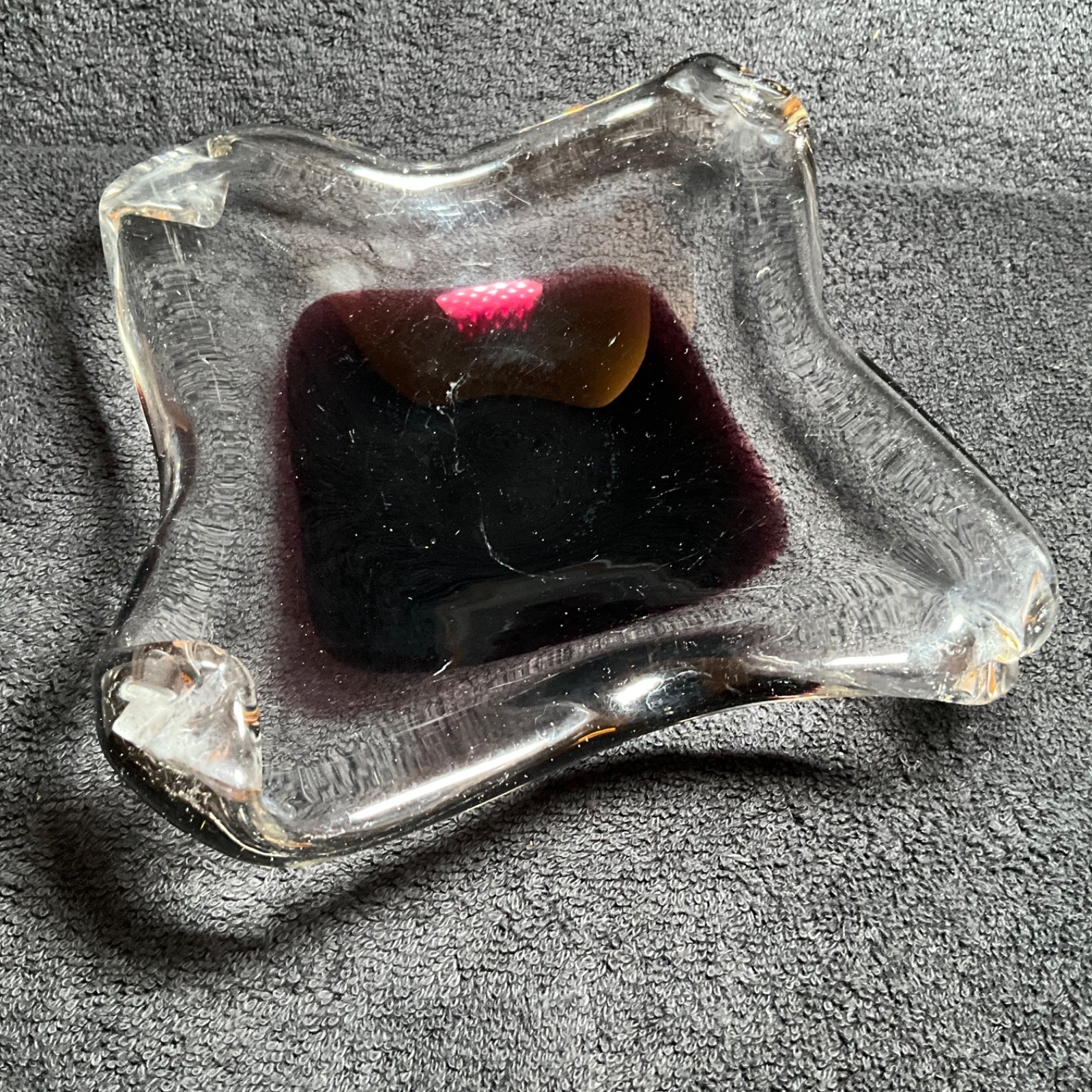 Murano Sommerso Vintage Art- Deep Purple Trinket Dish/Ashtray Mid Century Italy Murano Sommerso Vintage Art- Deep Purple Trinket Dish/Ashtray Mid Century Italy
