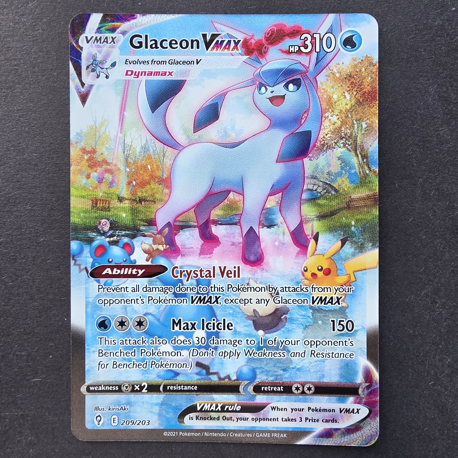 Glaceon VMAX 209/203 SWSH Evolving Skies Alt Art Ultra Rare Pokemon TCG English 