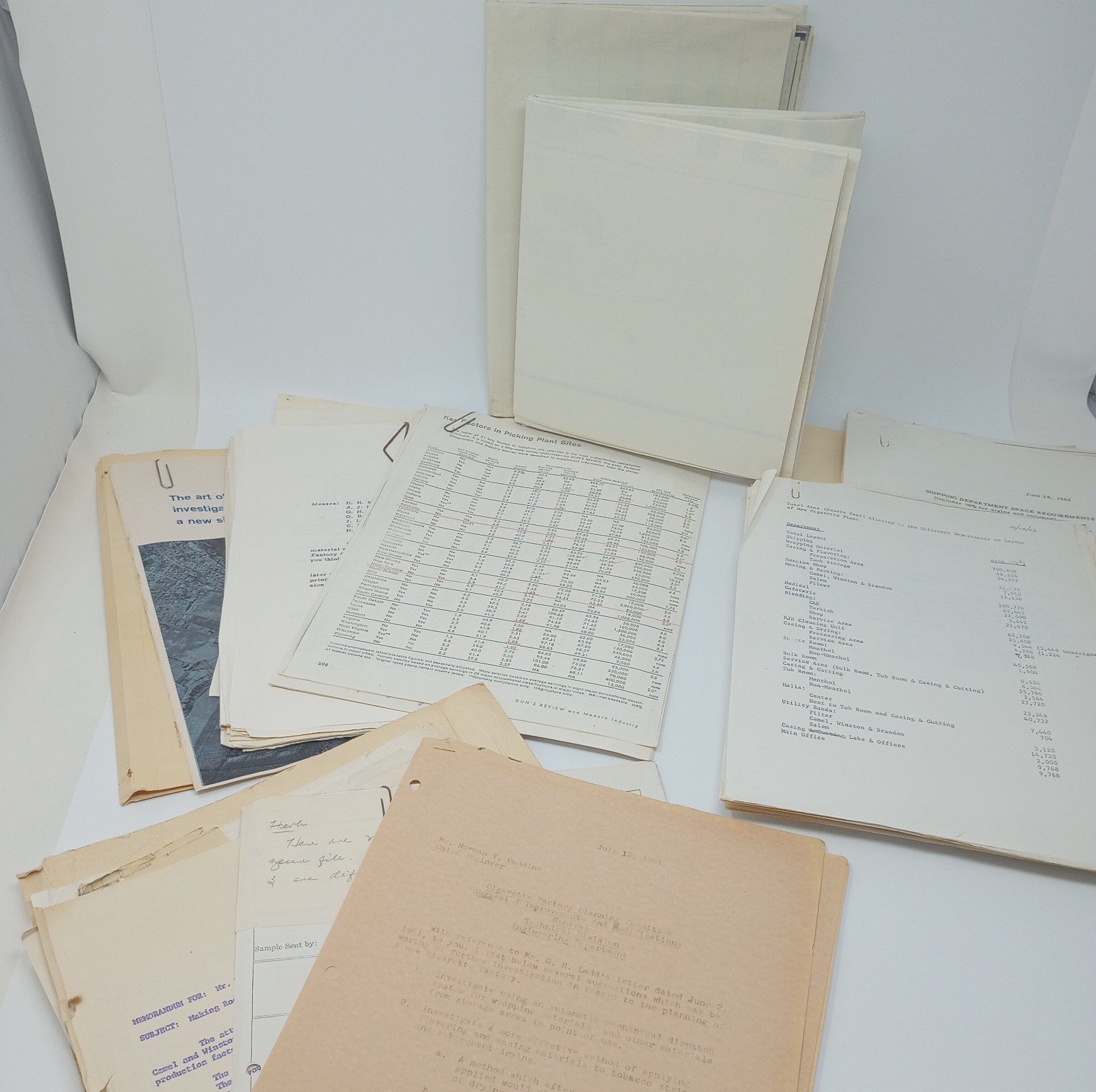 Vintage 1960's RJ Reynolds Cigarette Factory Planning Docs (Plans & More) RJR Vintage 1960's RJ Reynolds Cigarette Factory Planning Docs (Plans & More) RJR