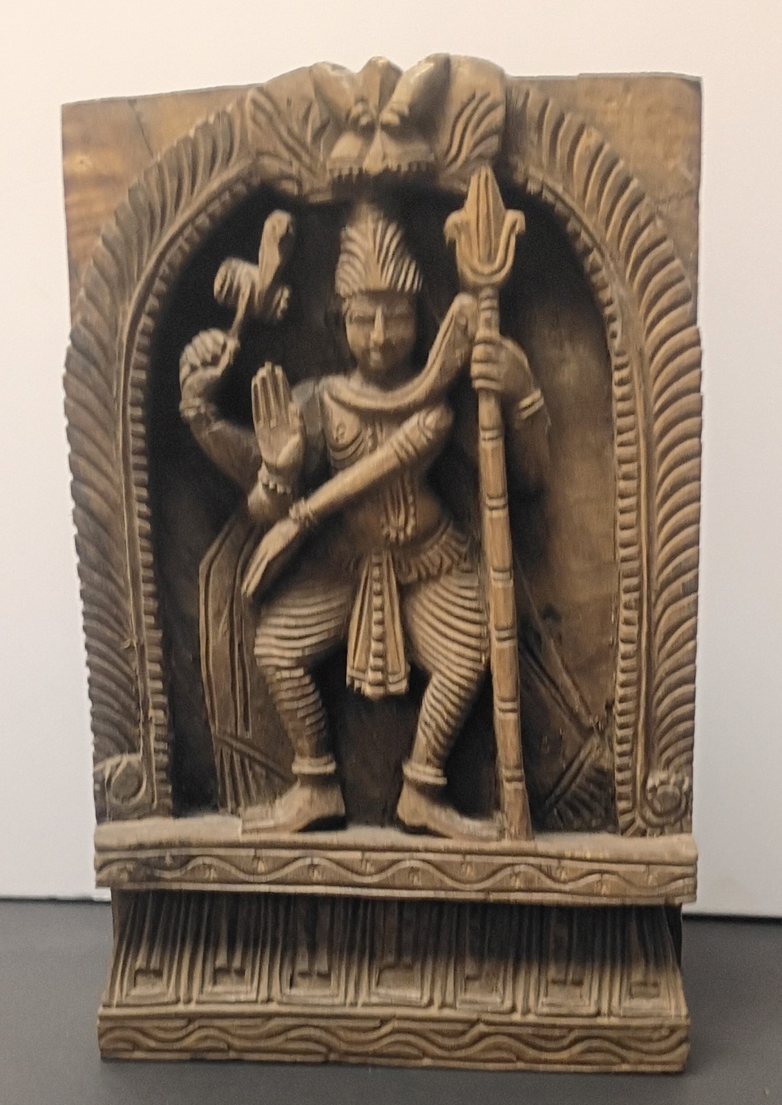 Old Vintage Rosewood Hand Carved Hindu God Shiva 3D Panel 12x8 Khadi Bhavan Old Vintage Rosewood Hand Carved Hindu God Shiva 3D Panel 12x8 Khadi Bhavan