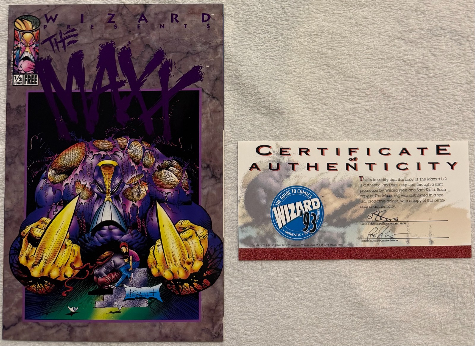 The Maxx #1/2 w/COA Sam Kieth 1993 Wizard Press The Maxx #1/2 w/COA Sam Kieth 1993 Wizard Press