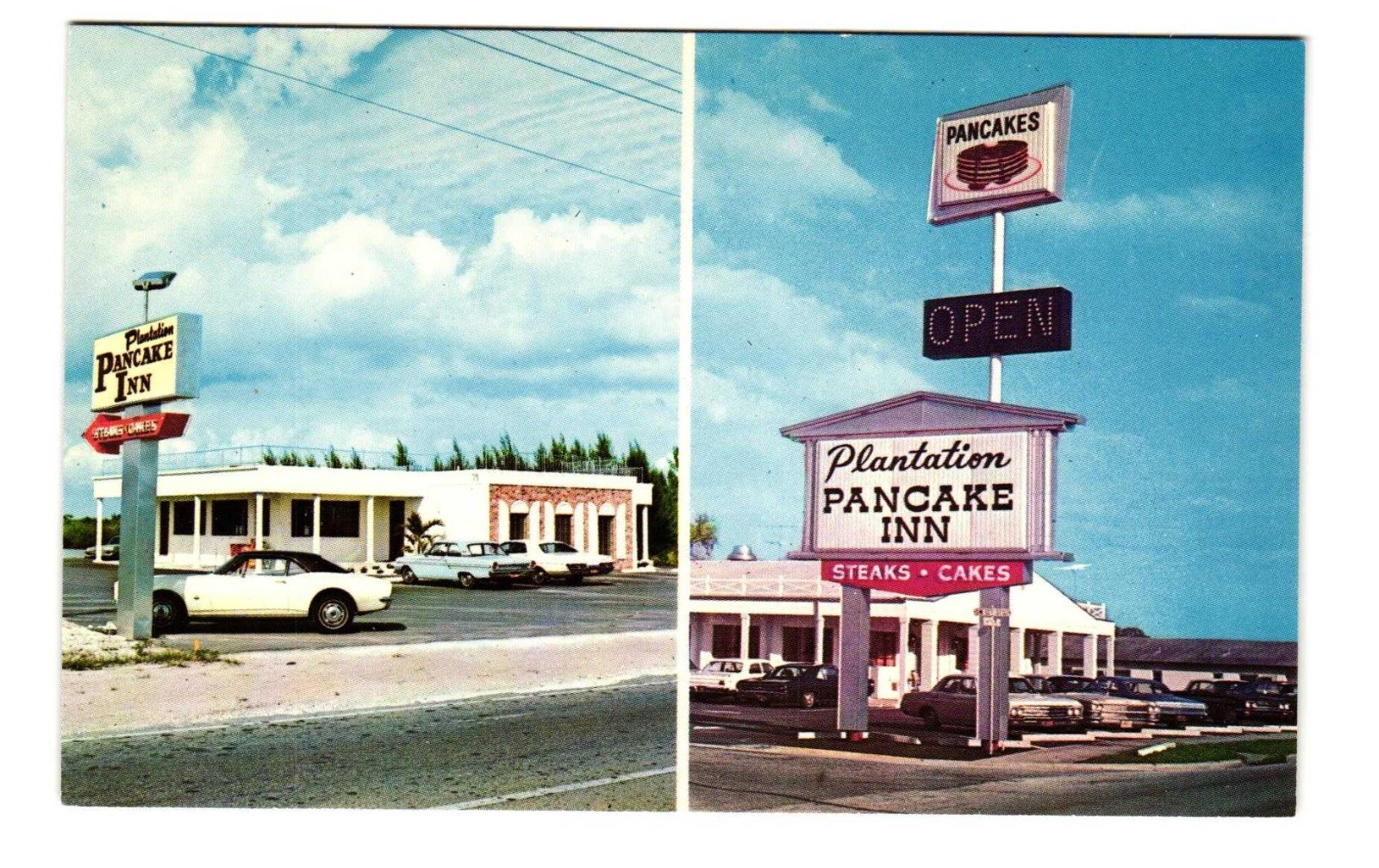 Plantation Pancake INN Naples FL Ocala FL Vintage postcard unposted