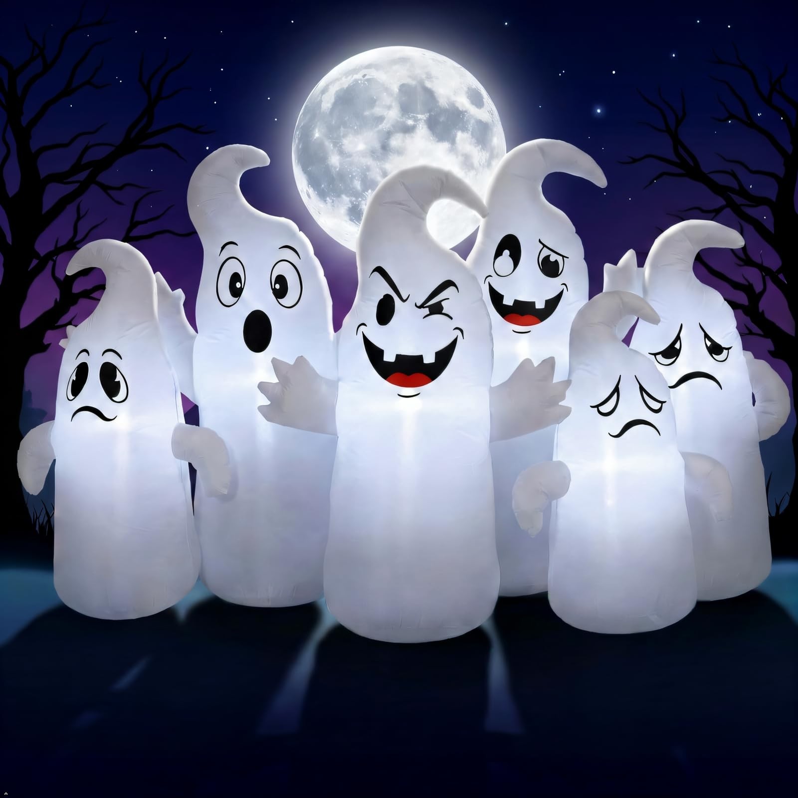 IRETG 8FT Long Halloween Inflatable 6 Ghosts LED Yard Decoration IRETG 8FT Long Halloween Inflatable 6 Ghosts LED Yard Decoration