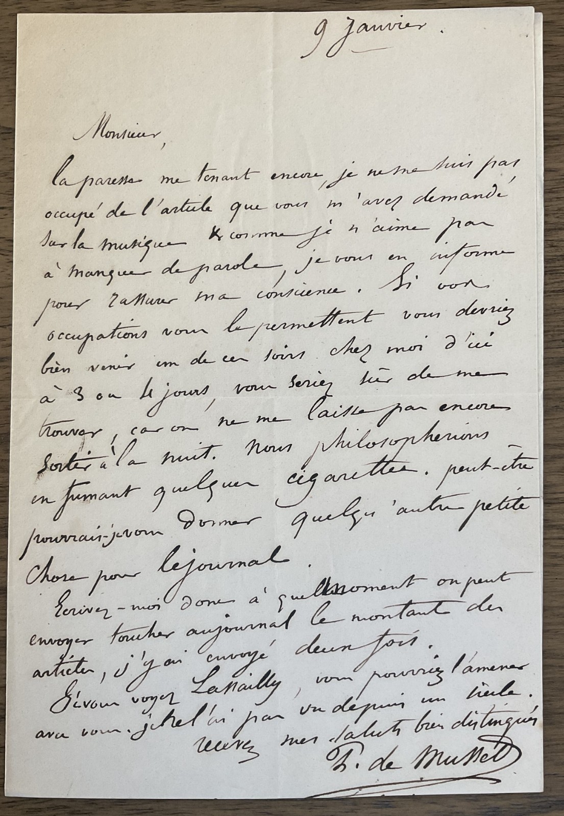 Paul de Musset (1804-1880) Signed Letter /Autograph French Writer Brother Alfred