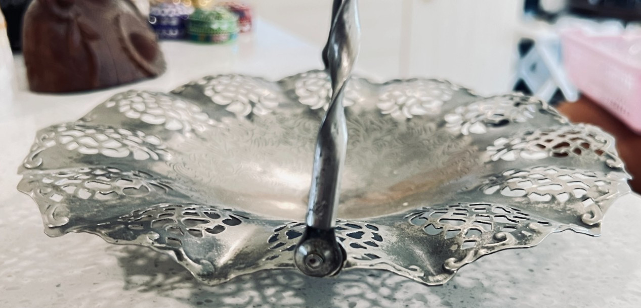 Vintage 925 Silver Vintage Candy Display Plate 10in