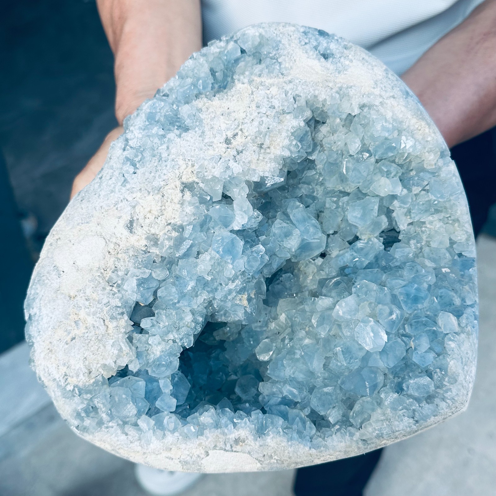 19.6lb natural blue celestite geode quartz crystal mineral specimen healing 108