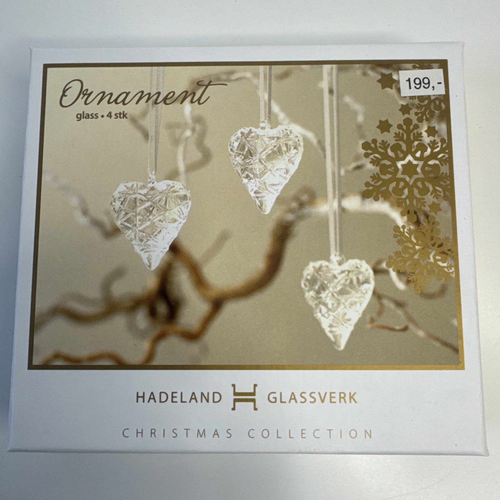 Hadeland Glassverk Christmas Collection Ornament Set of 4 Glass Heart Ornaments Hadeland Glassverk Christmas Collection Ornament Set of 4 Glass Heart Ornaments