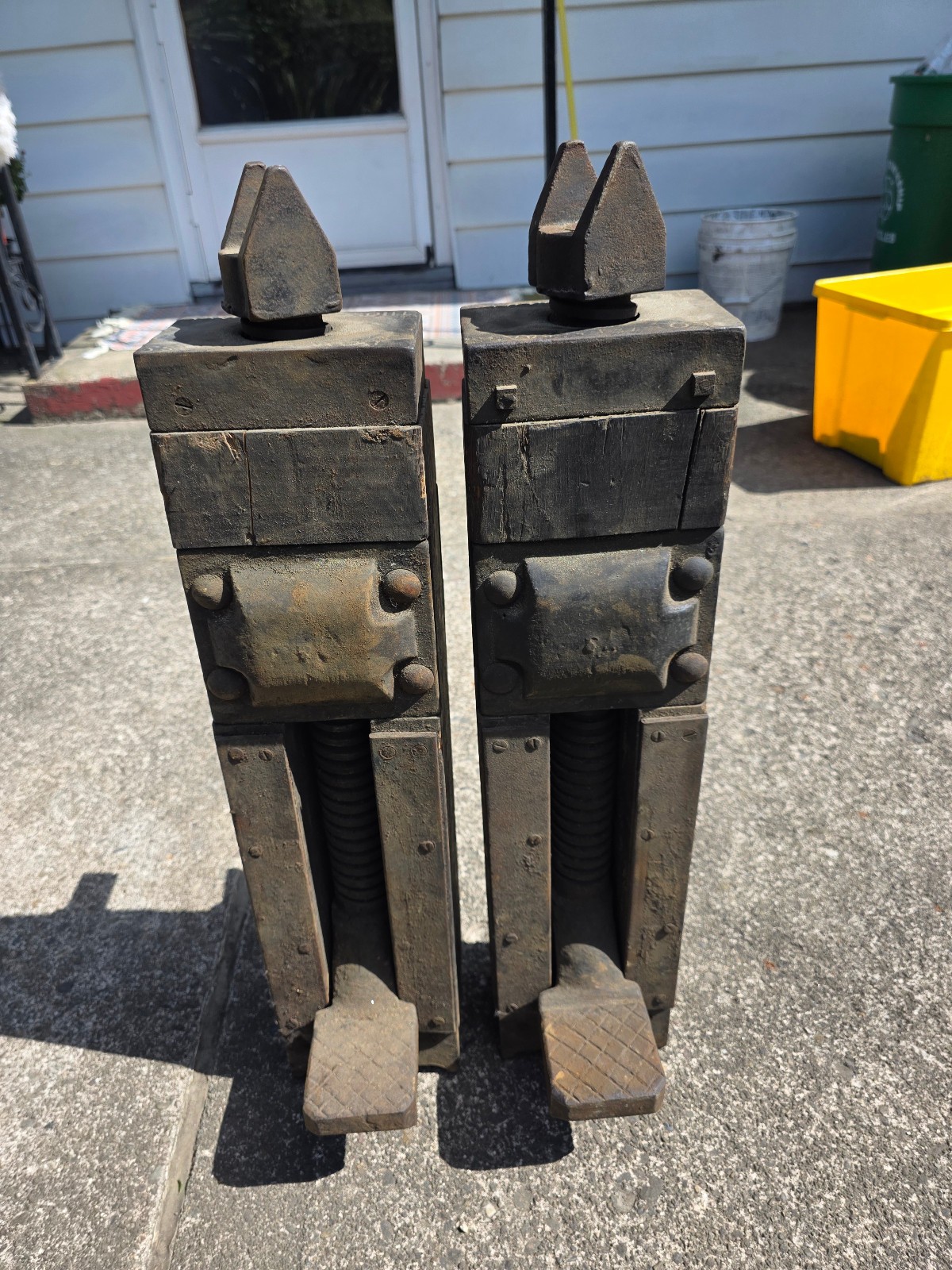 Antique Railroad Jacks Wood & Iron Atherton Thosatherton & co Lowell Mass 2 Jack