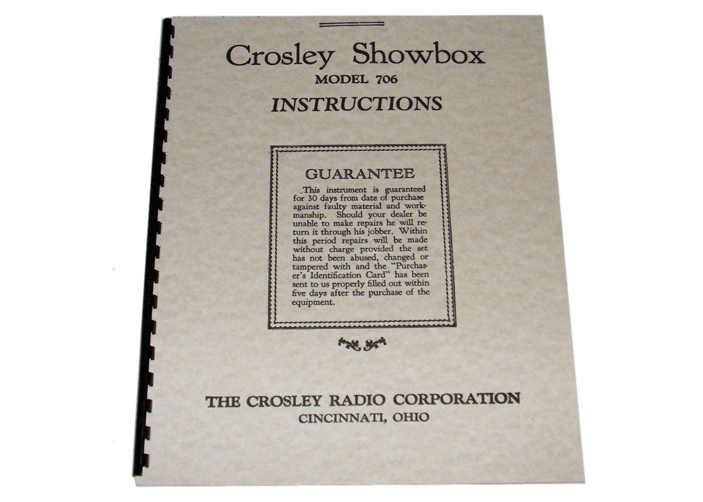 Crosley Showbox Model 706 Instruction Manual Crosley Showbox Model 706 Instruction Manual