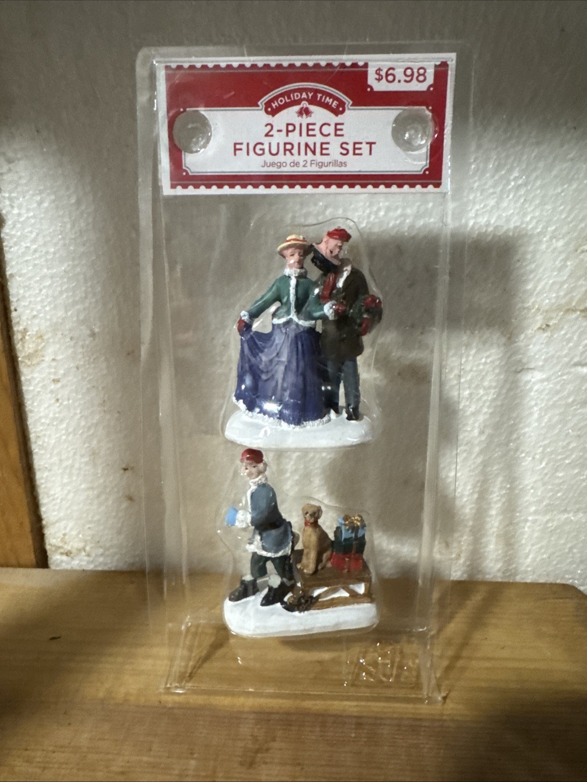 Holiday Time 2 Piece Figurine Set for Christmas Village New