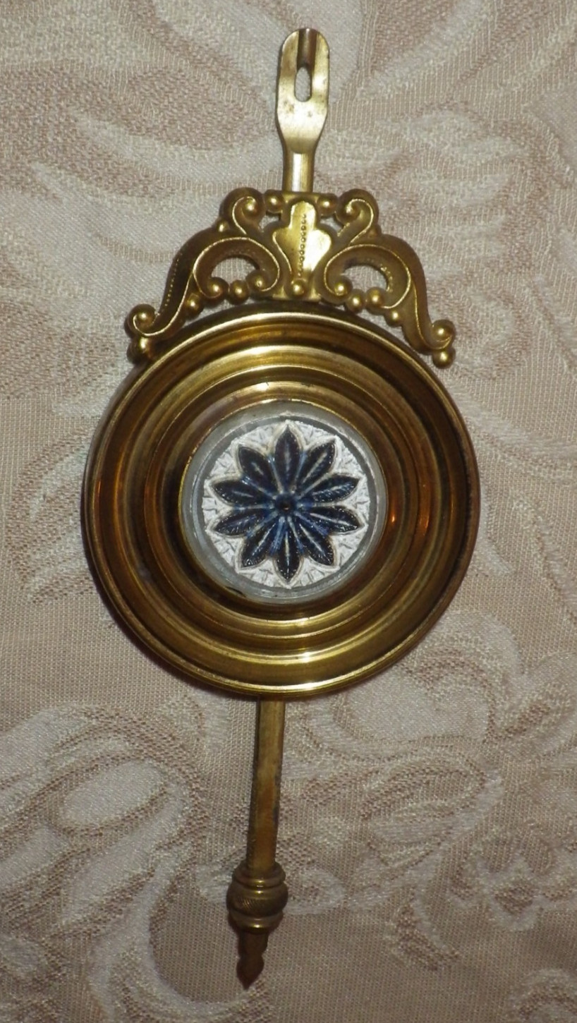 Waterbury Antique Pendulum Bob Ornate Sandwich Glass Floral Parlor Mantel Clock