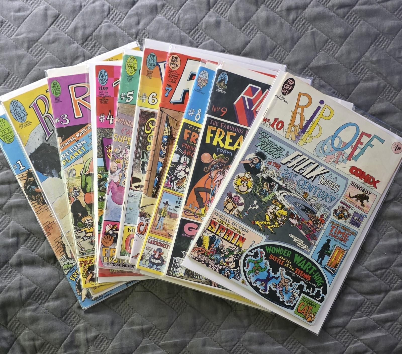 Rip Off Comix #1-10 Complete Set All First Prints Shelton Freak Brothers...
