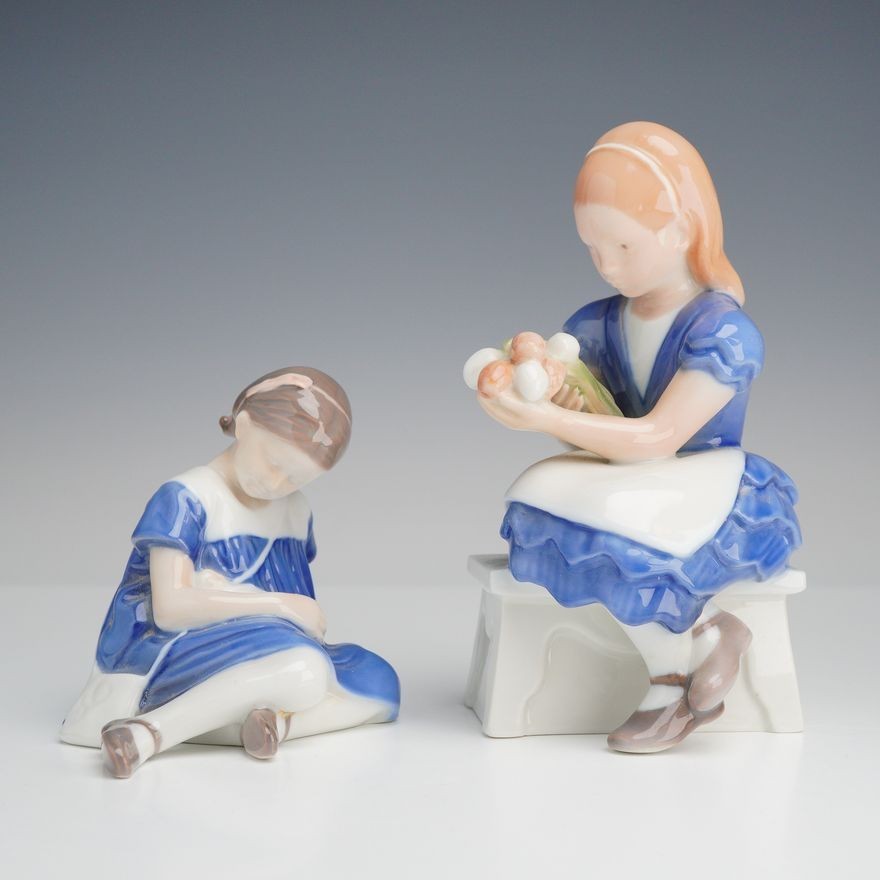 2pc Bing and Grondahl Porcelain Figurines, Girl with Doll & Ida's Flowers 2pc Bing and Grondahl Porcelain Figurines, Girl with Doll & Ida's Flowers