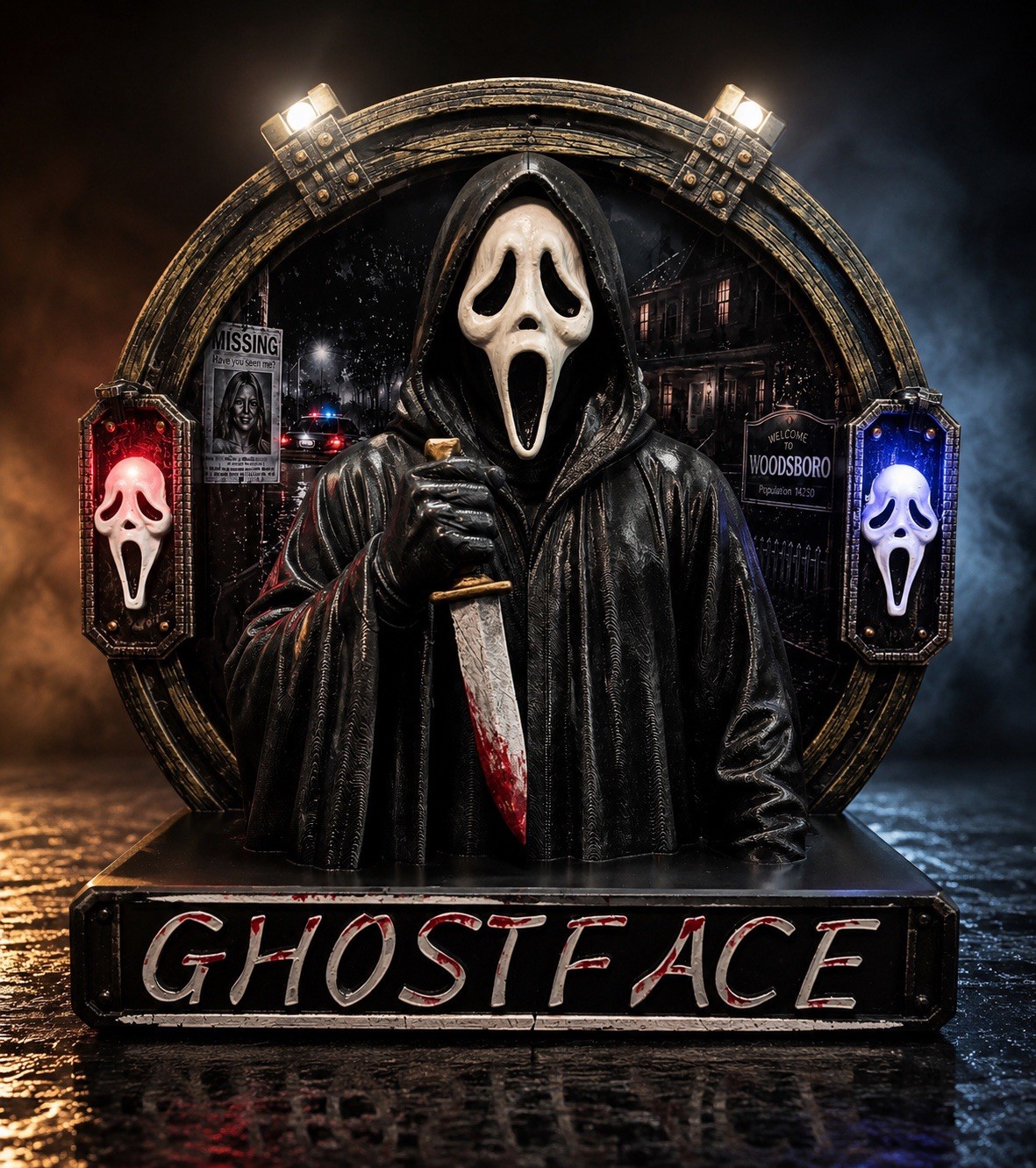 Nostalgia 3D Ghostface Light-Up Halloween Decor 3D printed hand painted statue Nostalgia 3D Ghostface Light-Up Halloween Decor 3D printed hand painted statue