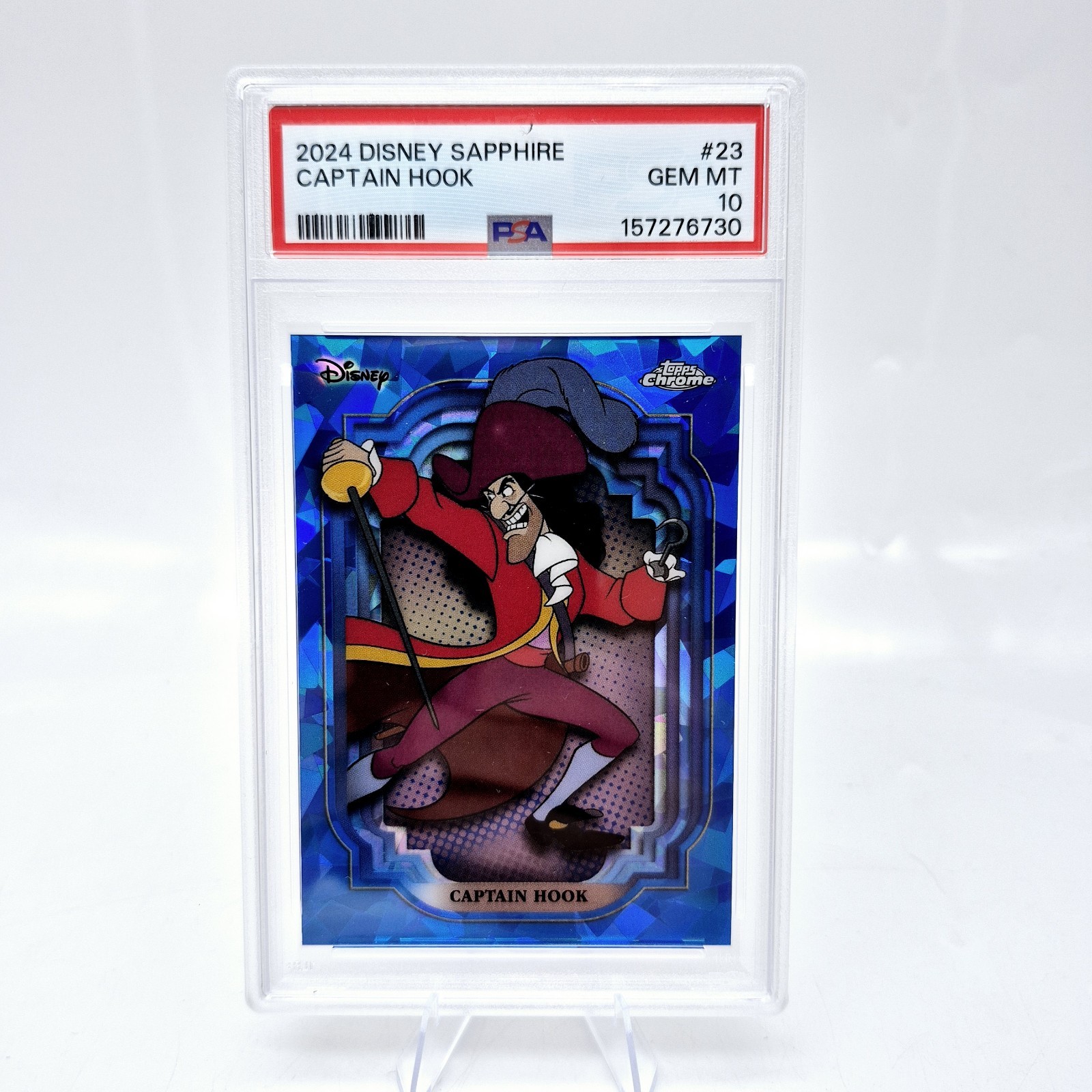 2024 Topps Chrome Disney Sapphire Captain Hook #23 PSA 10 Peter Pan Blue