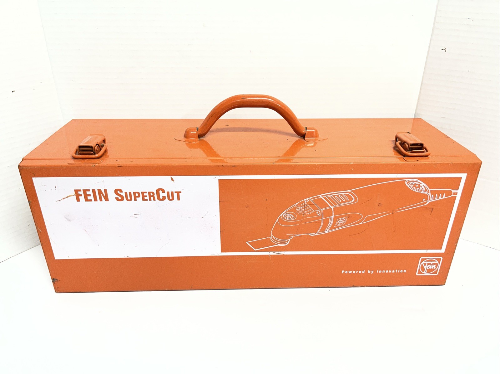 Vtg Fein Supercut Construction Toolbox Steel Orange 18 X 6.25\