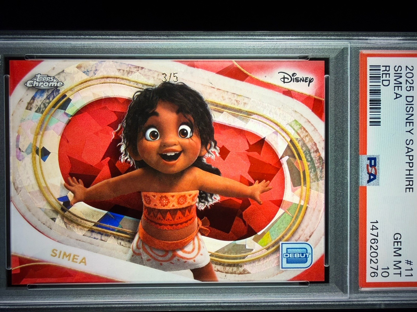 2025 Topps Chrome Disney Sapphire Simea Debut Red #/5 Moana PSA 10 POP 1 2025 Topps Chrome Disney Sapphire Simea Debut Red #/5 Moana PSA 10 POP 1